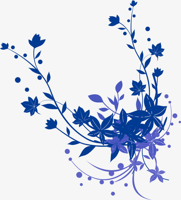 蓝色矢量花纹