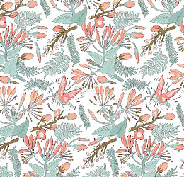 浅蓝色叶子粉红色花果子