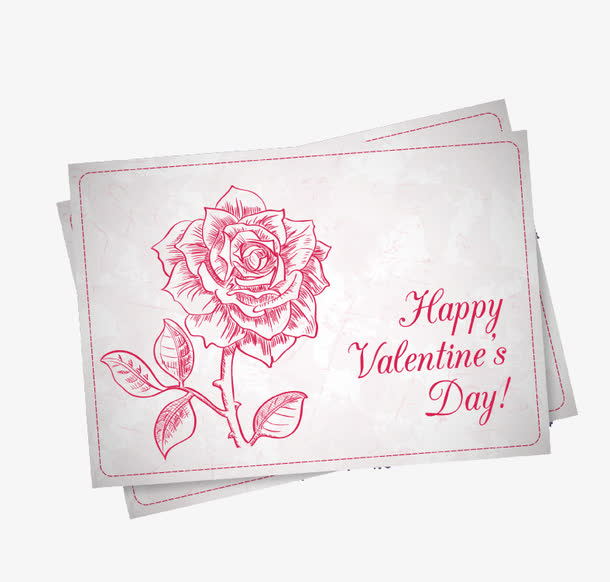 手绘玫瑰花情人节贺卡矢量素材