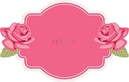 手绘粉色蔷薇文字标签