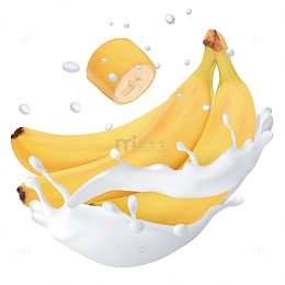 手绘飞溅的香蕉牛奶png