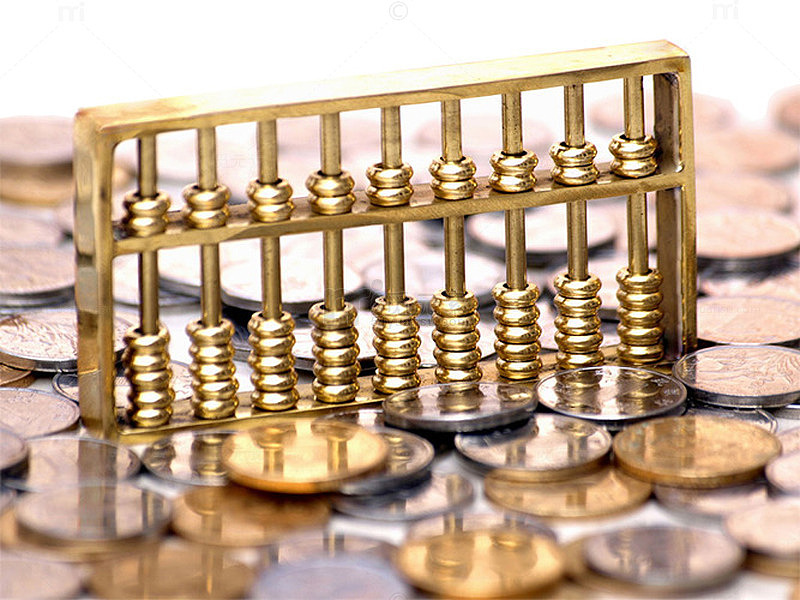 资金池一堆金币加算盘