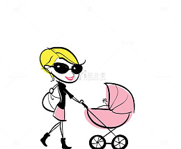 辣妈推着婴儿车