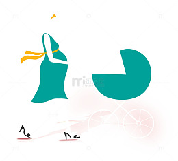 手绘卡通推着婴儿车的孕妇