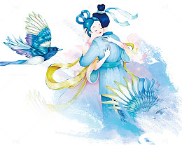 卡通牛郎织女鹊桥会