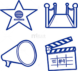 蓝色手绘导演大喇叭
