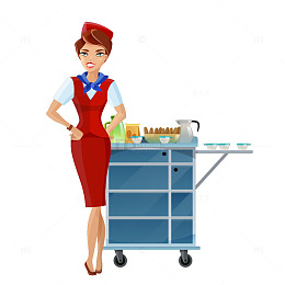 矢量卡通空姐素材