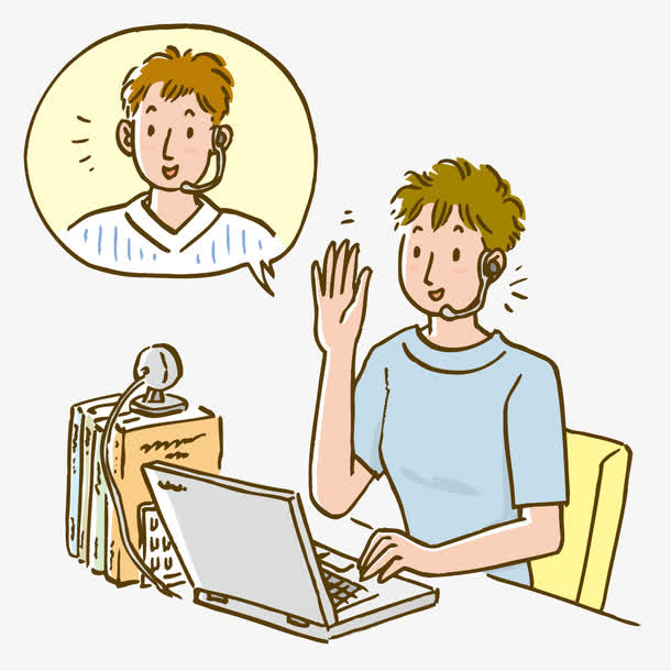 使用视频通话的男性