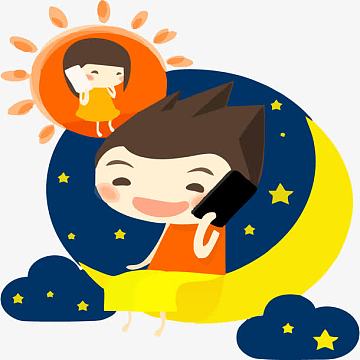 矢量免费通话插画png卡通萌插画h5背景jpg插画人物png两个一台戏png