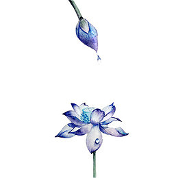 蓝莲花手绘素材图片