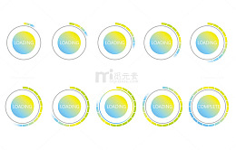 矢量精美蓝黄渐变圆形缓冲图标