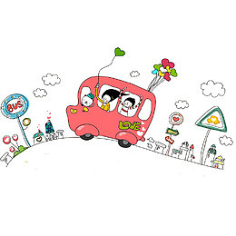 一群坐公交车的欢快孩子们