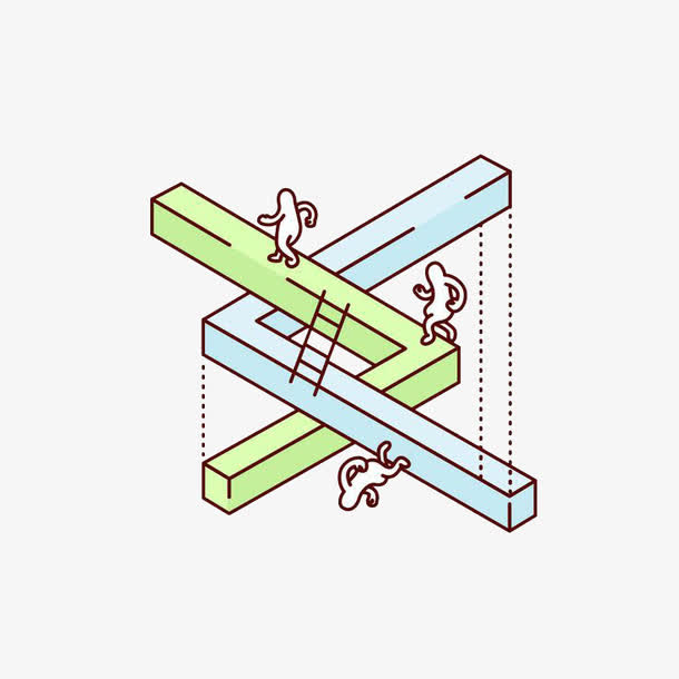 创意几何图上行走的小人