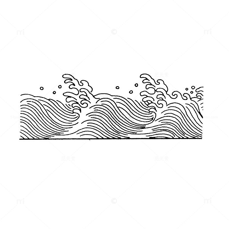 矢量海浪纹理黑色古典花纹