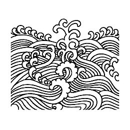 矢量海浪纹理黑色线条古典