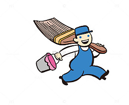 矢量卡通粉刷匠插画png
