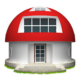 红色顶棚小屋免抠素材