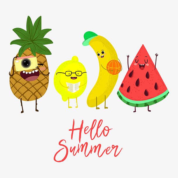 欢乐可爱的夏季水果创意插画
