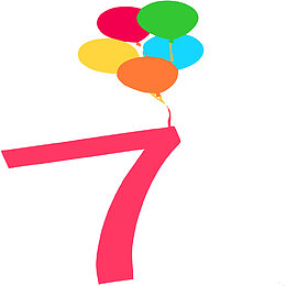 上升的彩色气球与数字