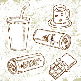 手绘巧克力饮料啤酒咖啡