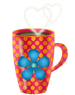 手绘可爱咖啡杯免扣素材