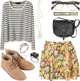 初秋条纹长袖搭配