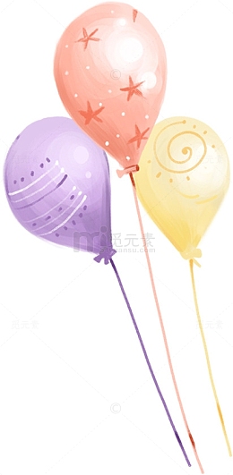 手绘涂鸦卡通马卡龙颜色气球
