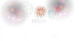 创意手绘中秋节天空中的烟花