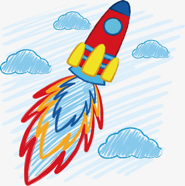 手绘飞天火箭