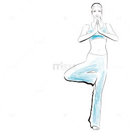 站着练瑜伽的美女