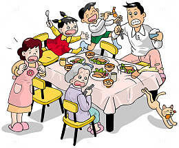手绘家人聚会场景