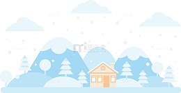 冰天雪地里的小木屋