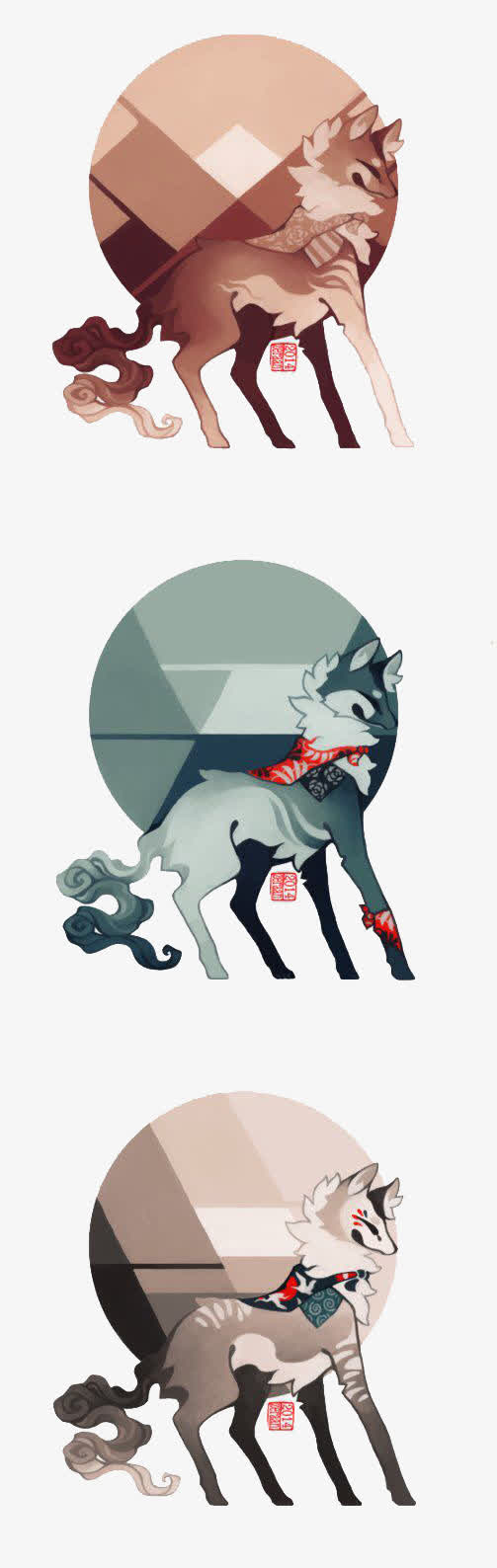 野生动物卡通速写妖怪狼