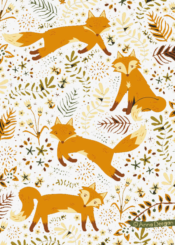 卡通狐狸花纹免抠素材免费下载_觅元素51yuansu.com