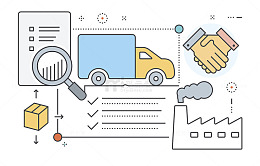 扁平化风格工厂物流生产线