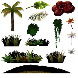 3D卡通石头建筑 精美夏日植物