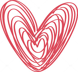 红色线条爱心花纹