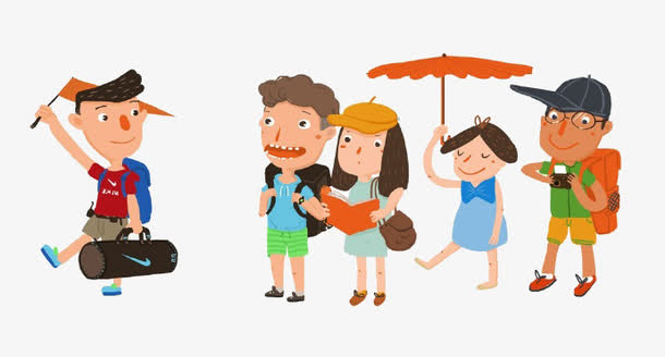 卡通旅行团免抠素材免费下载_觅元素51yuansu.com