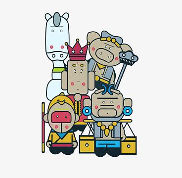 卡通唐僧师徒四人