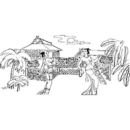 手绘傣族生活