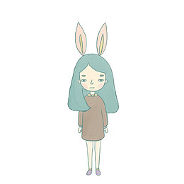 一个悲伤忧郁的卡通小女孩