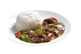 实物黑椒牛肉饭