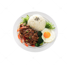 实物鸡蛋黑椒牛肉饭