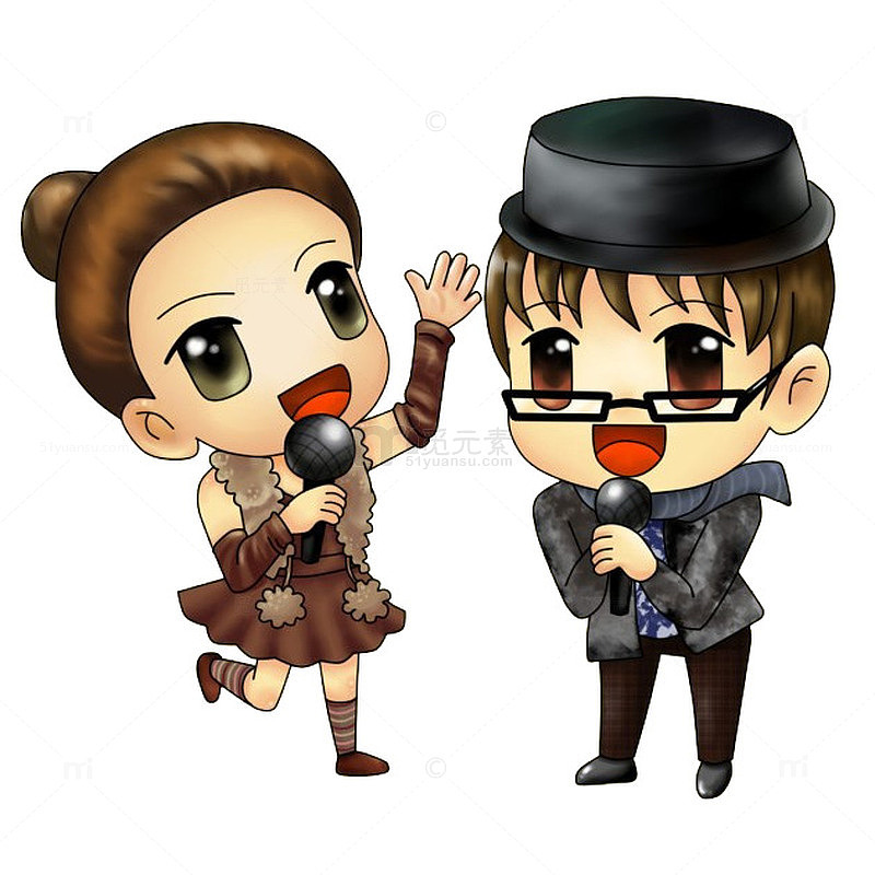 卡通男女小主持人