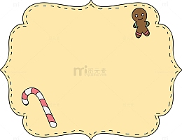 圣诞姜饼人文字标签边框