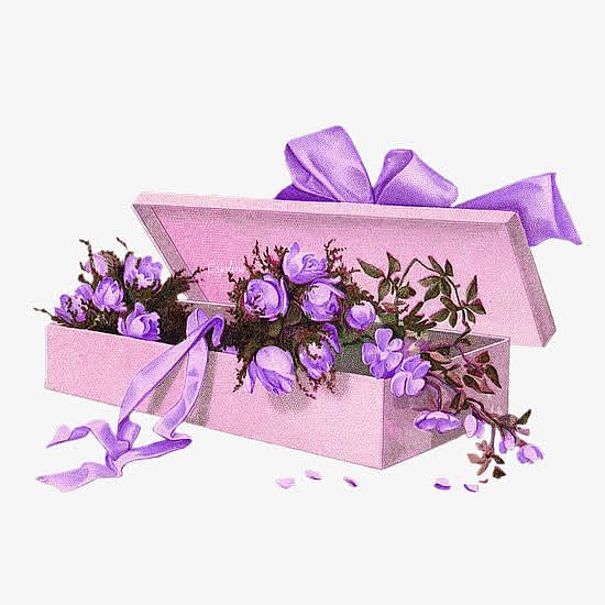 紫色鲜花花束礼盒装饰图案