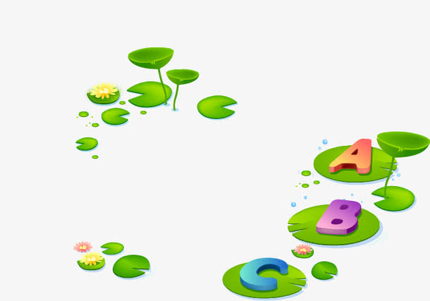 卡通清新春天荷塘荷叶