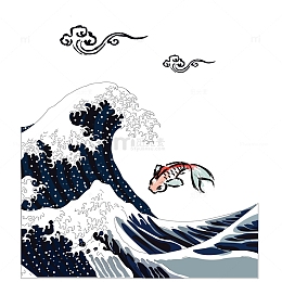 古典浮世绘锦鲤背景