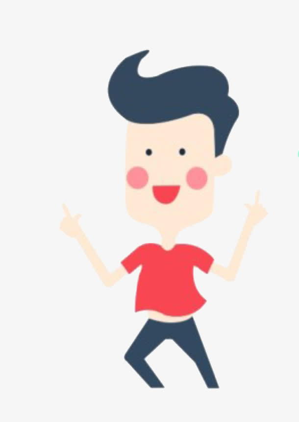 卡通男人小人扁平化开心