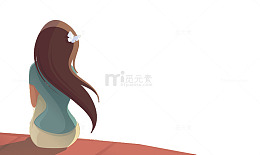 在风中等待坐着的女孩子